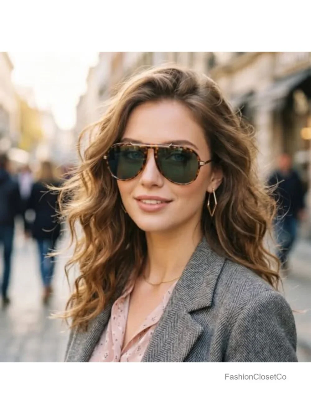2 Pcs Oversized Square Sunglasses Polarized UV400 Retro 70s Aviator Unisex